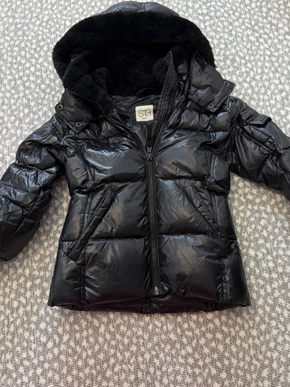 Sam S13 Kids Black Puffer Coat with Faux Fur Hood